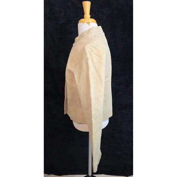 Vintage Lux Collarless Metallic Leather Jacket – 2000s – Size Large - Picture 4 of 13